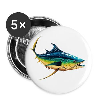 Thunfisch - Buttons klein 25 mm (5er Pack) - Weiß - Vorne