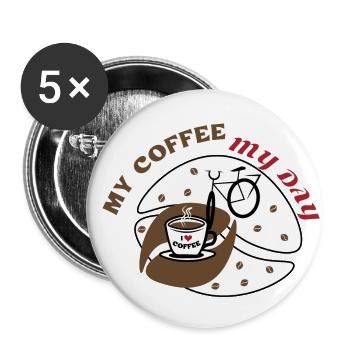 Coffee and bike - Buttons small 1''/25 mm (5-pack) - white - Front