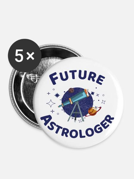 Future Astrologer - Buttons klein 25 mm (5er Pack) - Weiß