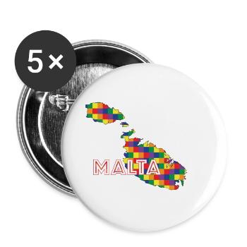 Fierté de Malte - Lot de 5 petits badges (25 mm) - blanc - Devant