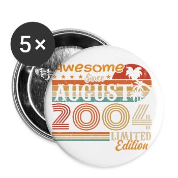 2004 August Geschenkidee August 2004 - Buttons klein 25 mm (5er Pack) - Weiß - Vorne