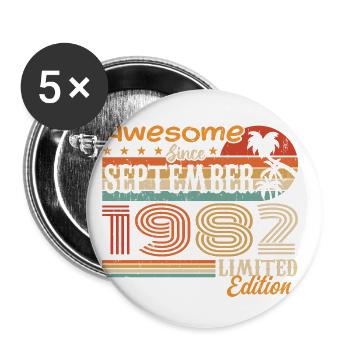 September 1982 - Birthday 1982 September - Buttons small 1''/25 mm (5-pack) - white - Front
