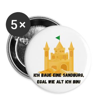Château de sable - Je construirai un château de sable, quel que soit son âge - Lot de 5 petits badges (25 mm) - blanc - Devant