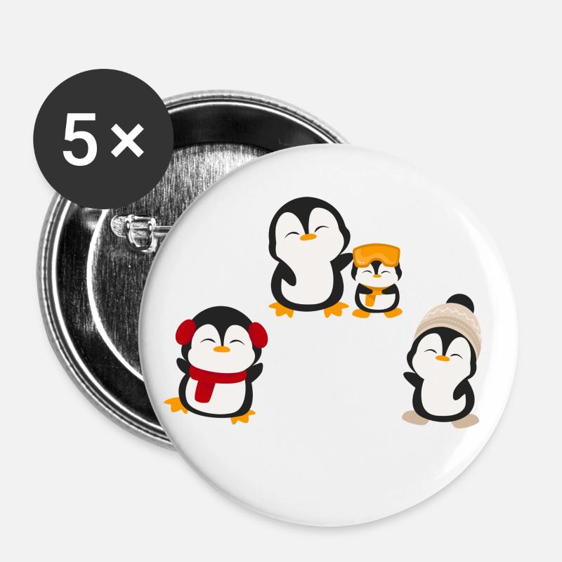penguin - Buttons small 1''/25 mm (5-pack) - white