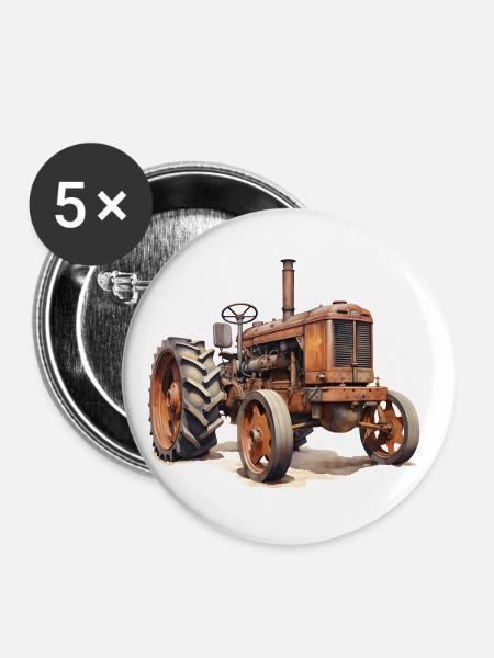Technikgeschichte bei Traktoren - Buttons klein 25 mm (5er Pack) - Weiß