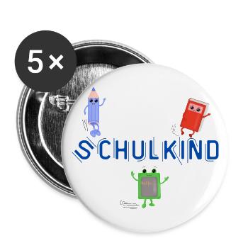 Schulkind - Buttons klein 25 mm (5er Pack) - Weiß - Vorne
