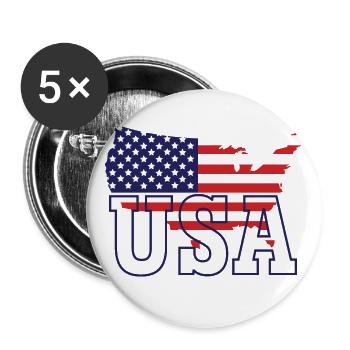 Carte des États-Unis - Lot de 5 petits badges (25 mm) - blanc - Devant