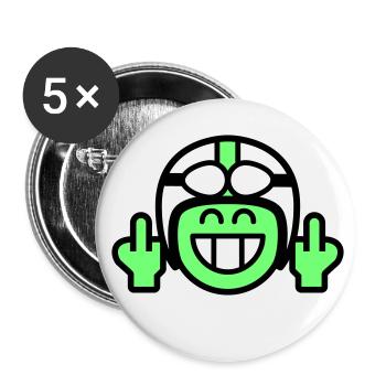 Emoticon Grin with moped helmet & stinky finger - Buttons small 1''/25 mm (5-pack) - white - Front