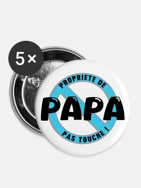 Papas Eigentum, Schwarz - Buttons klein 25 mm (5er Pack) - Weiß