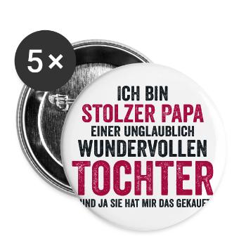 Papa Vater Vatertag Tochter - Buttons klein 25 mm (5er Pack) - Weiß - Vorne