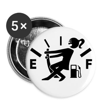 Frau leerer Tank - kein Sprit - Tankanzeige - Buttons klein 25 mm (5er Pack) - Weiß - Vorne