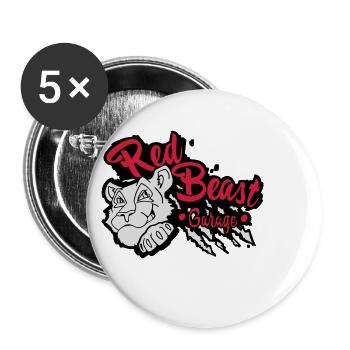 Red Beast Garage - Lot de 5 petits badges (25 mm) - blanc - Devant