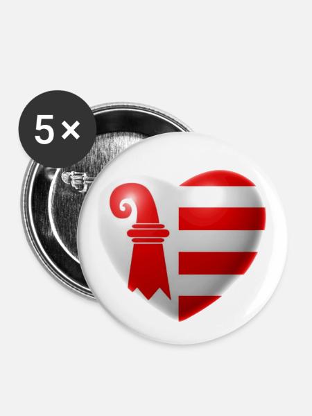Herz (Jura) - Buttons klein 25 mm (5er Pack) - Weiß