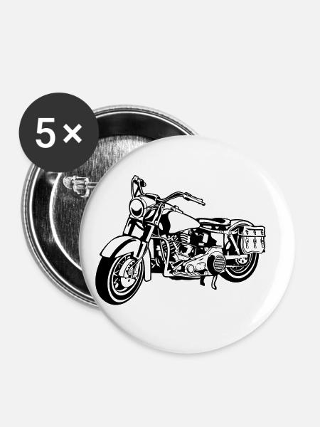 Chopper Motorrad 10_schwarz - Buttons klein 25 mm (5er Pack) - Weiß