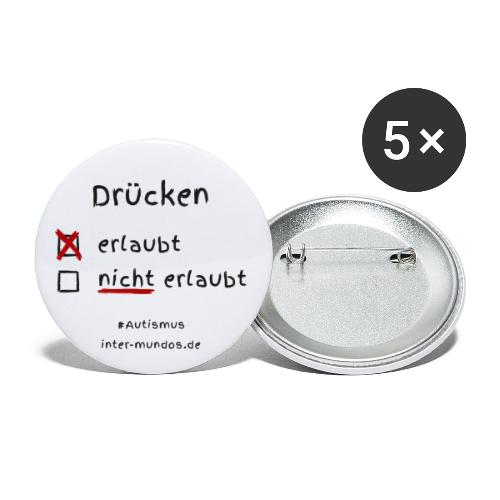 Drücken erlaubt - Buttons klein 25 mm (5er Pack)