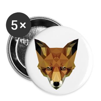 Low poly fox - Buttons small 1''/25 mm (5-pack) - white - Front