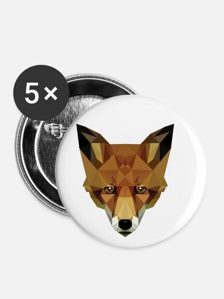 Low poly fox - Buttons small 1''/25 mm (5-pack) - white