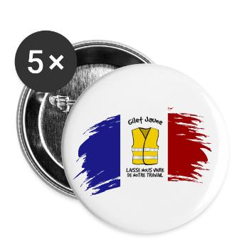 Gelbe Weste ... Frankreich - Buttons klein 25 mm (5er Pack) - Weiß - Vorne