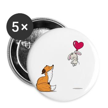 Conception mignonne de renard et de lapin - Lot de 5 petits badges (25 mm) - blanc - Devant
