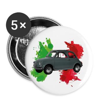 Style italien (500) gris - Lot de 5 petits badges (25 mm) - blanc - Devant