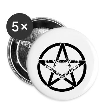 Satan diable pentagramme Antichrist démon mal mort - Lot de 5 petits badges (25 mm) - blanc - Devant
