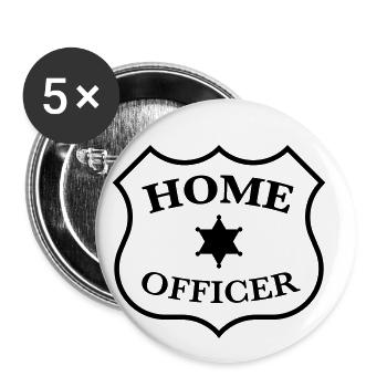 Home Officer Badge (Büro, Beruf, Abzeichen, Patch) - Buttons klein 25 mm (5er Pack) - Weiß - Vorne