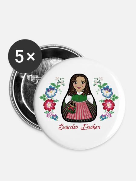 Svärdsjö-Envikenkulla - Buttons klein 25 mm (5er Pack) - Weiß