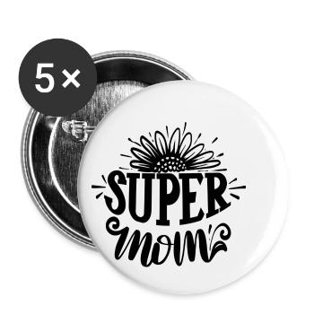 Super Mutter - Buttons klein 25 mm (5er Pack) - Weiß - Vorne