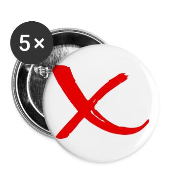 Rejection Strikethrough with red X 2 - Buttons small 1''/25 mm (5-pack) - white - Front