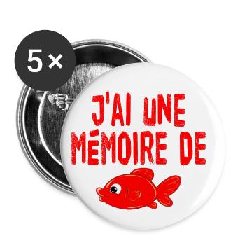 mémoire de poisson rouge - Lot de 5 petits badges (25 mm) - blanc - Devant