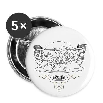Aircooled Life - Klassische Autokultur (Motor) - Buttons klein 25 mm (5er Pack) - Weiß - Vorne