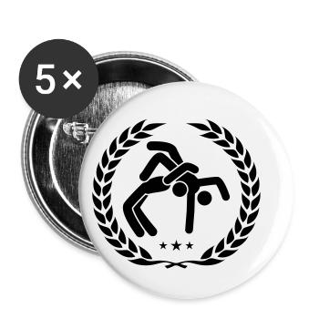 Ringen Kampfsport Wrestling - Buttons klein 25 mm (5er Pack) - Weiß - Vorne