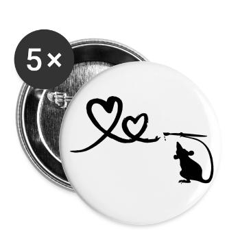 Rat with Brush Hearts Street Art - Buttons small 1''/25 mm (5-pack) - white - Front