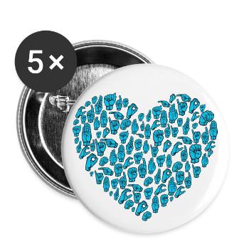 Coeur - DGS Streetwear - Lot de 5 petits badges (25 mm) - blanc - Devant