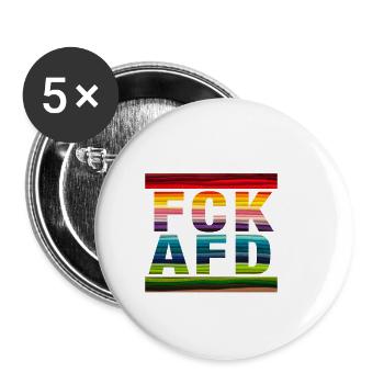 Gegen Nazis - FCK AFD - Gegen Rechts - LGBTQ - Buttons klein 25 mm (5er Pack) - Weiß - Vorne