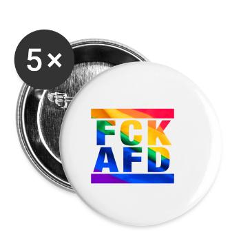 Gegen Nazis - FCK AFD - Gegen Rechts - LGBTQ - Buttons klein 25 mm (5er Pack) - Weiß - Vorne