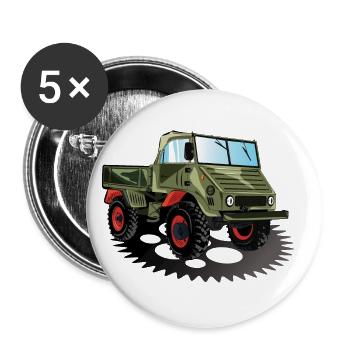Unimog - Oldtimer - Offroad - Universal Motorgerät - Lot de 5 petits badges (25 mm) - blanc - Devant