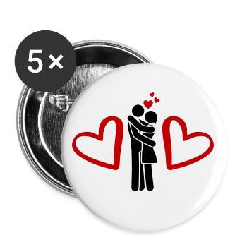 couple love heart - Buttons small 1''/25 mm (5-pack) - white - Front