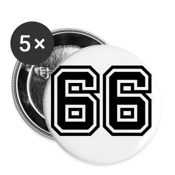 66 Zahl Symbol - Buttons klein 25 mm (5er Pack) - Weiß - Vorne