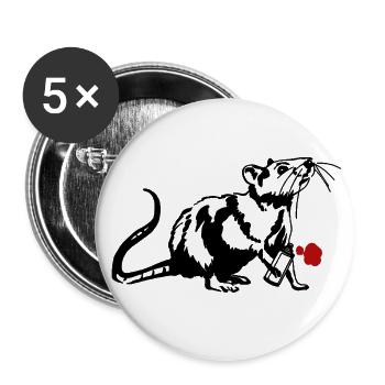 Street Art Rat with Graffiti Can - Buttons small 1''/25 mm (5-pack) - white - Front