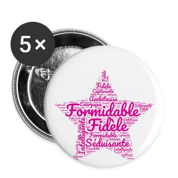 Etoile de Mots 02 - Lot de 5 petits badges (25 mm) - blanc - Devant
