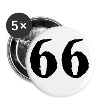 66 Zahl Trikot - Buttons klein 25 mm (5er Pack) - Weiß - Vorne
