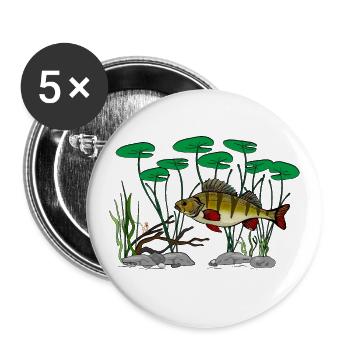 Perch fishing - Buttons small 1''/25 mm (5-pack) - white - Front