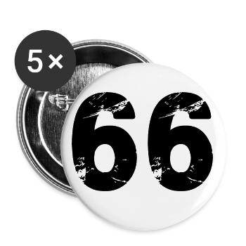 66 Zahl Trikot - Buttons klein 25 mm (5er Pack) - Weiß - Vorne