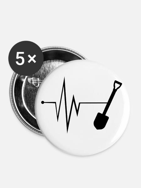 Schaufel Puls Silhouette - Buttons klein 25 mm (5er Pack) - Weiß