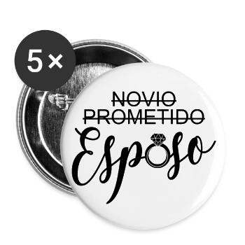 Novio Prometido Esposo Husband Groom Wedding Gift - Buttons small 1''/25 mm (5-pack) - white - Front