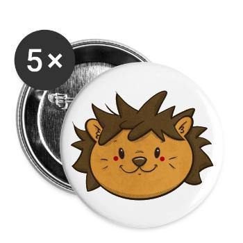 Tête de hérisson vintage - Lot de 5 petits badges (25 mm) - blanc - Devant