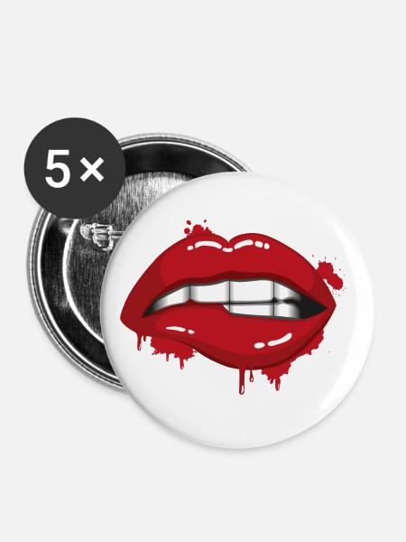 Lips - Buttons klein 25 mm (5er Pack) - Weiß