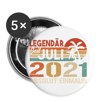 2021 Juli Geboren im Juli 2021 - Buttons klein 25 mm (5er Pack) - Weiß - Vorne