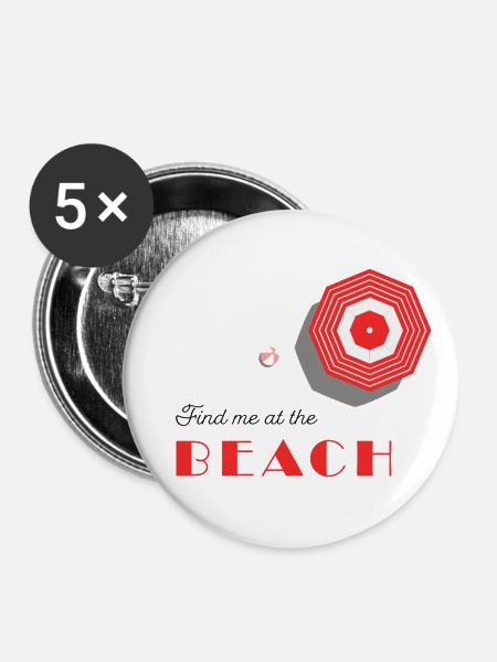 AB AN DEN STRAND - Buttons klein 25 mm (5er Pack) - Weiß